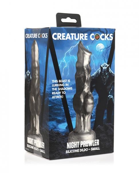 Creature Cocks Night Prowler Silicone Dildo - Small Black/silver - Click Image to Close