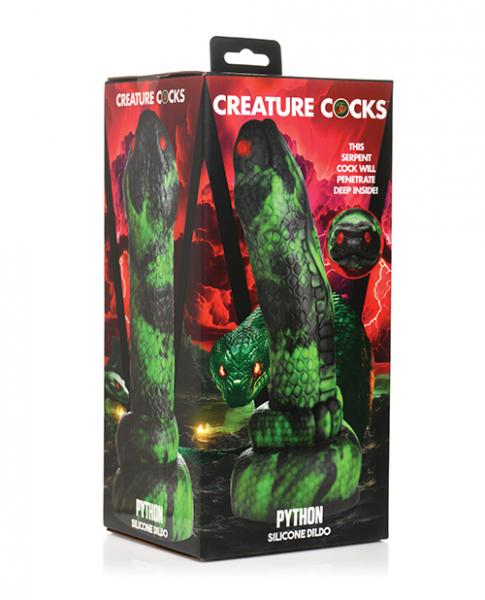 Creature Cocks Python Silicone Dildo - Black/green