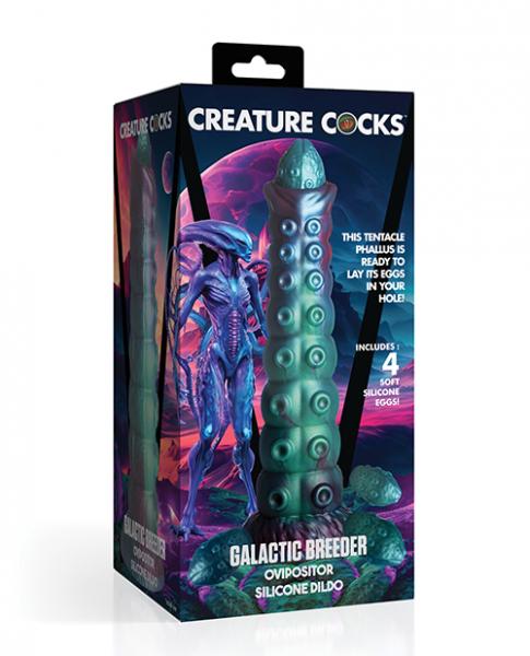 Creature Cocks Galactic Breeder Ovipositor Silicone Dildo W/eggs - Multi Color - Click Image to Close