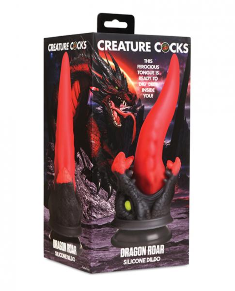 Creature Cocks Dragon Roar Silicone Dildo - Red/black - Click Image to Close