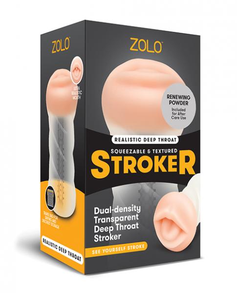 Zolo Realistic Deep Throat Dual Density Transparent Stroker - Click Image to Close