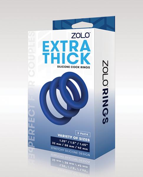 Zolo Extra Thick Silicone Cock Rings - Blue Pack Of 3 - Click Image to Close