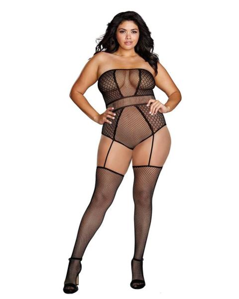 Strapless Teddy Bodystocking Black Queen