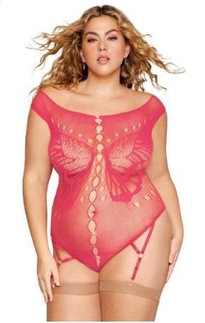 Seamless Butterfly Garter Teddy Watermelon O/s