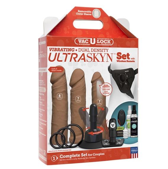 Vac-u-lock Vibrating Dual Density Ultraskyn Set Caramel - Click Image to Close