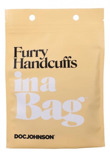 In A Bag Furry Handcuffs Black - Click Image to Close