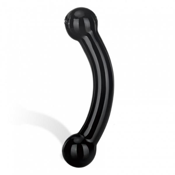 Glas Double Bull Black Glass Dildo - Click Image to Close