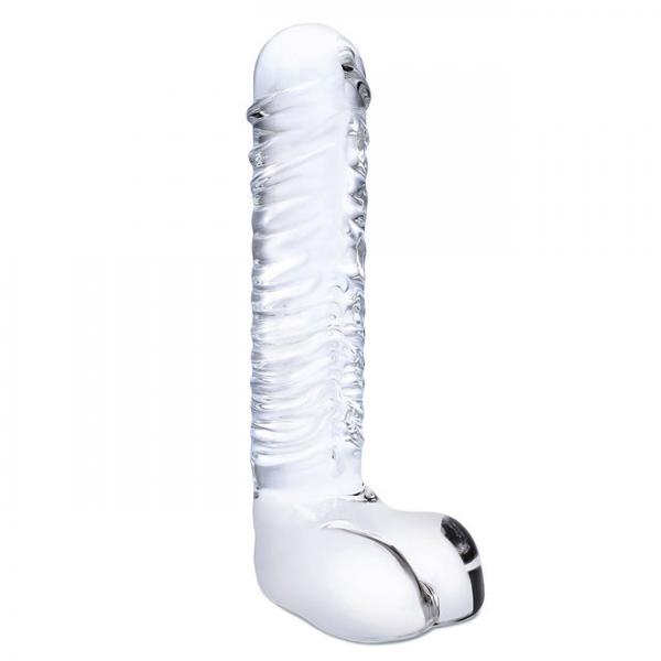 Glas 8 Realistic Ribbed Glass G-spot Dildo W Balls "