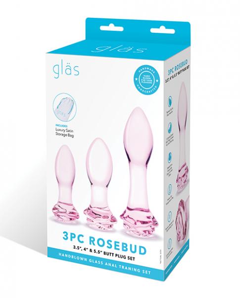 Glas 3pc Rosebud Butt Plug Set