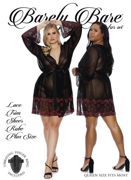 Barely Bare Lace Trim Sheer Robe Q/s