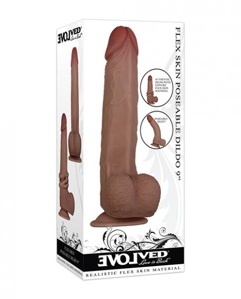 Flexaskin Poseable Dildo 9 Dark " - Click Image to Close