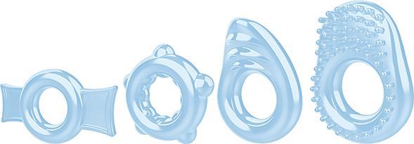 Ring A Ding Ding 4 Cock Rings Blue - Click Image to Close