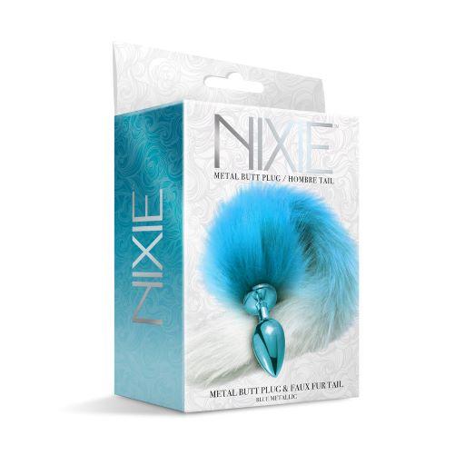 Nixie Metal Plug W/ Ombre Tail Medium Blue Metallic - Click Image to Close