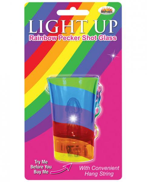 Light Up Rainbow Pecker Shot Glass - Click Image to Close