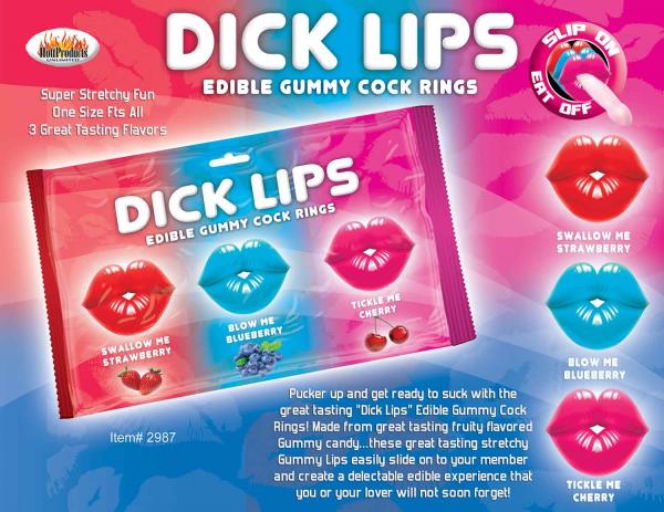 Dick Lips Gummy Cock Rings 3 Pack