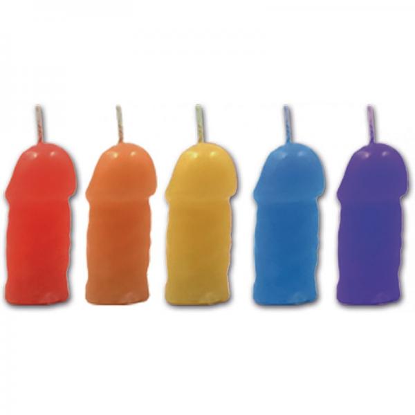 Rainbow Pecker Party Candles 5 Pack Assorted Colors - Click Image to Close