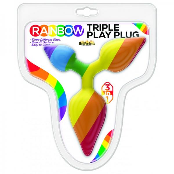 Rainbow Triple Play Butt Plug - Click Image to Close