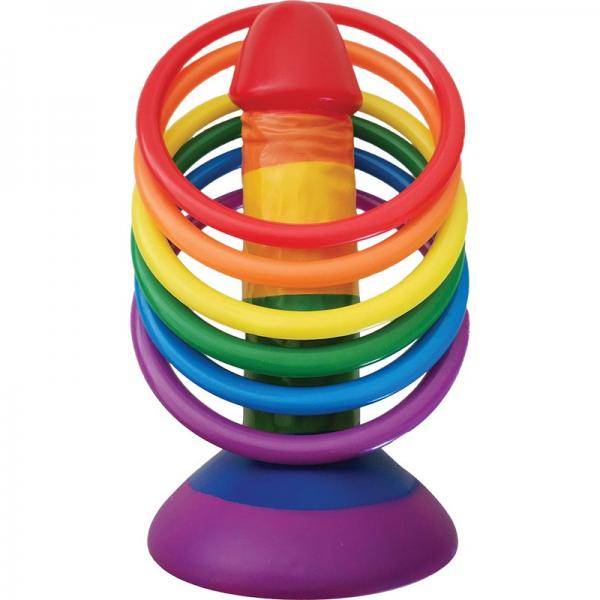 Rainbow Pecker Party Ring Toss Game 6 Rings - Click Image to Close