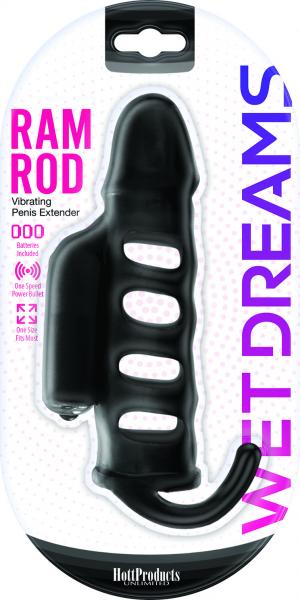 Ram Rod Penis Sleeve With Power Bullet Black - Click Image to Close