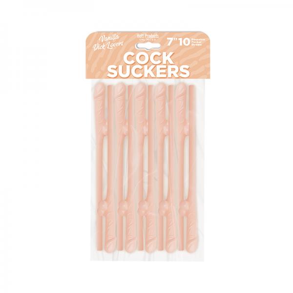 Cock Suckers Pecker Straws Vanilla Lovers 10pk - Click Image to Close