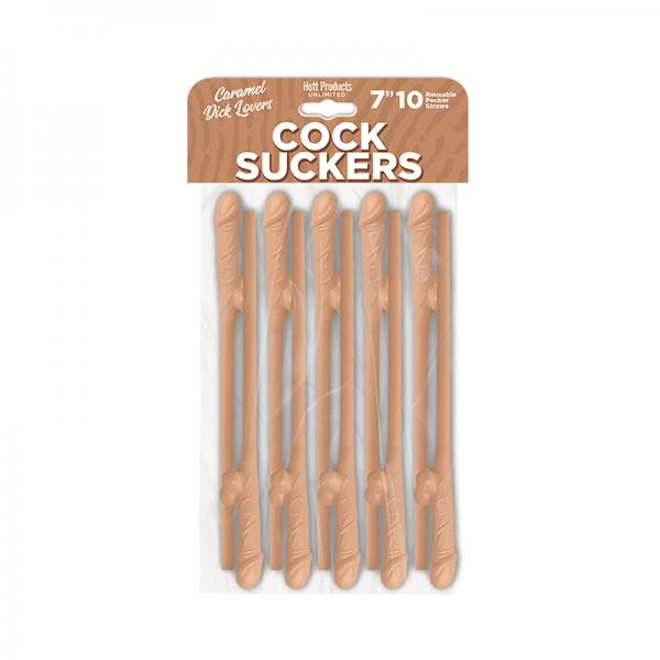 Cock Suckers Pecker Straws Caramel Lovers 10pk - Click Image to Close