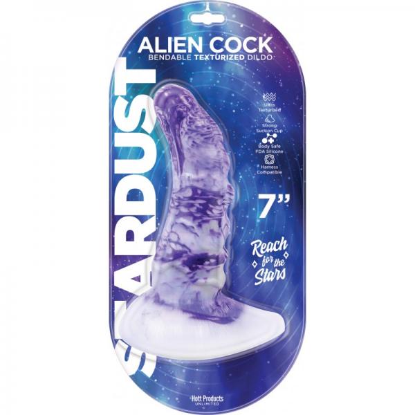 Stardust Alien Cock Silicone Textured Dildo 7in - Click Image to Close