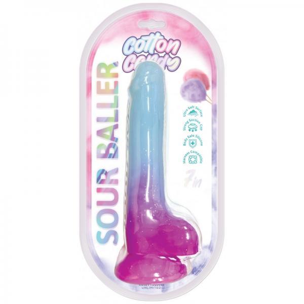 Cotton Candy Sour Baller Silicone Dildo 6in Aqua/purple - Click Image to Close