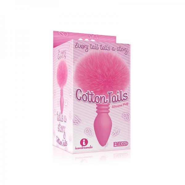 The 9s Cottontails Bunny Tail Butt Plug Ribbed Pink - Click Image to Close