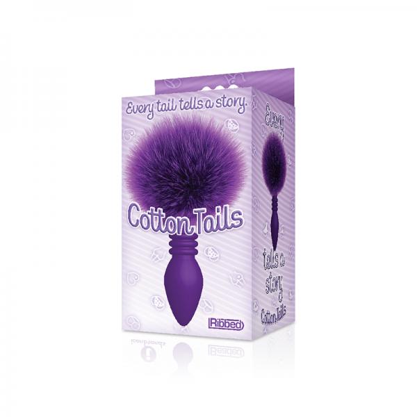 The 9s Cottontails Bunny Tail Butt Plug Ribbed Purple - Click Image to Close