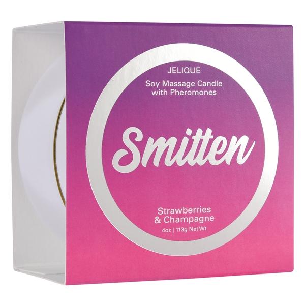 Massage Candle W/ Pheromones Smitten Strawberry & Champagne 4oz - Click Image to Close