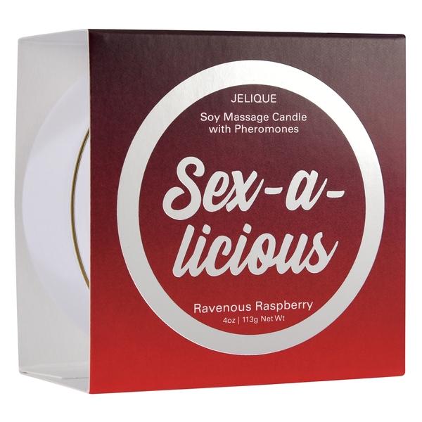 Massage Candle W/ Pheromones Sex-a-licious Ravenous Raspberry 4oz - Click Image to Close