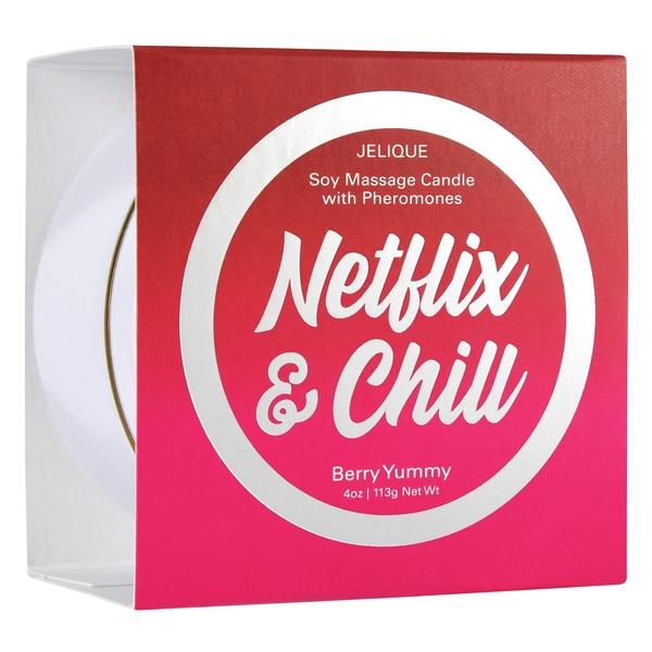 Massage Candle W/ Pheromones Netflix & Chill Berry Yummy 4oz - Click Image to Close