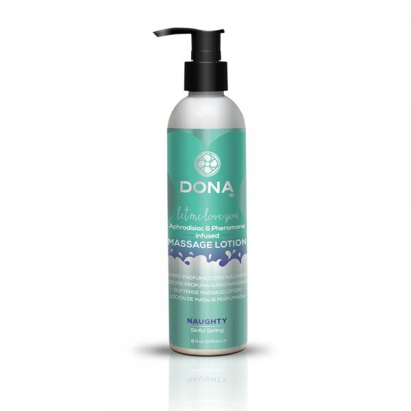 Dona Massage Lotion Naught Sinful Spring 8oz - Click Image to Close