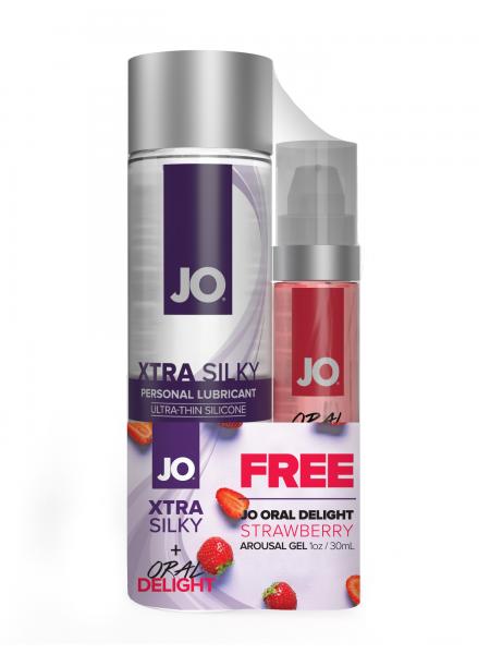 Jo Xtra Silky Silicone 4oz Oral Delight Strawberry 1oz