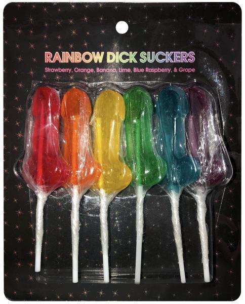 Rainbow Dick Suckers 6 Count Assorted Colors Flavors - Click Image to Close