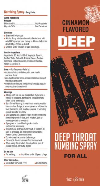 Deep Af Numbing Throat Spray Cinnamon - Click Image to Close