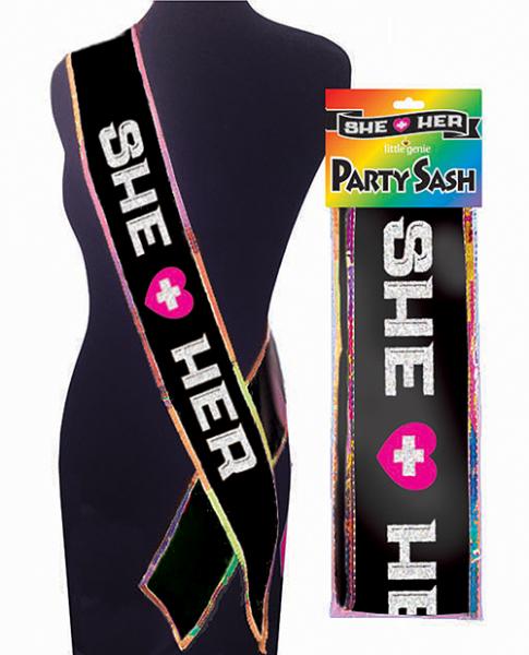 She Her Sash Black O/S - Click Image to Close