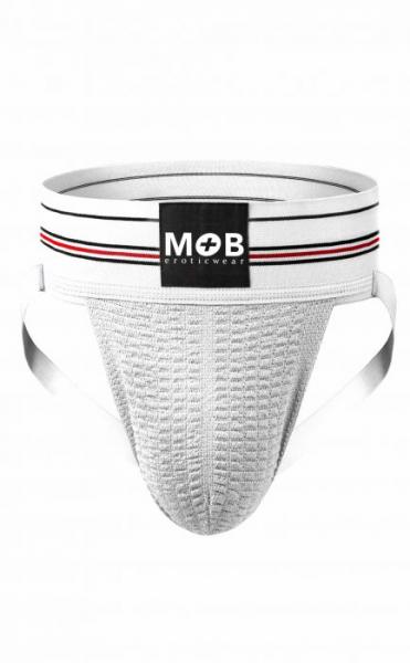 Mob Fetish Jockstrap White Small 3in Waistband(bulk) - Click Image to Close