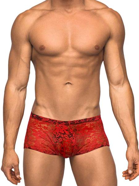 Mini Shorts Stretch Lace Small Red - Click Image to Close