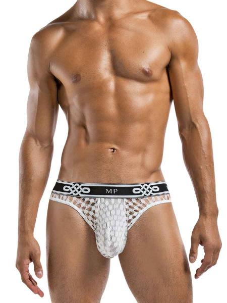 Peep Show Lo Rise Thong White Large/ Xl - Click Image to Close