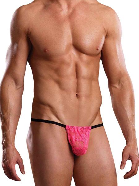 Male Power Posing Strap Neon Lace Hot Pink O/S - Click Image to Close