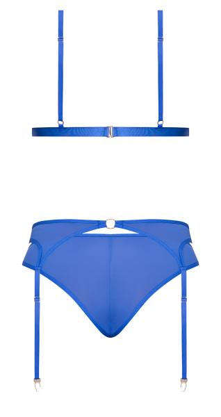 Sassy Bra Garter & Rouched Panty Cobalt L/xl - Click Image to Close