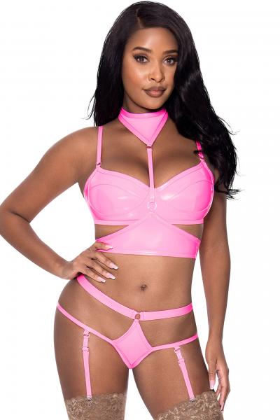 Club Candy Bra Harness & Panty Pink S/m - Click Image to Close