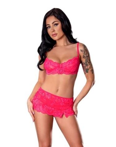 Get It Girl Bra Skirt & Thong Set Pink L/xl - Click Image to Close