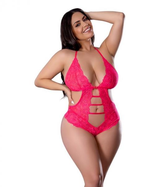 Get It Girl Teddy W/ Snap Crotch Pink 2xl