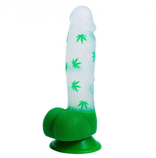 Leif 7 In 420 Pot Leaf Print Silicone Dong - Click Image to Close