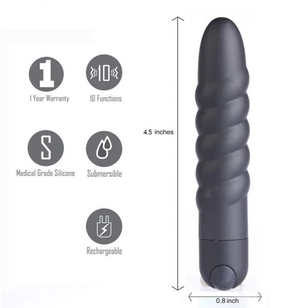 Lola Rechargeable Twisty Bullet Black - Click Image to Close