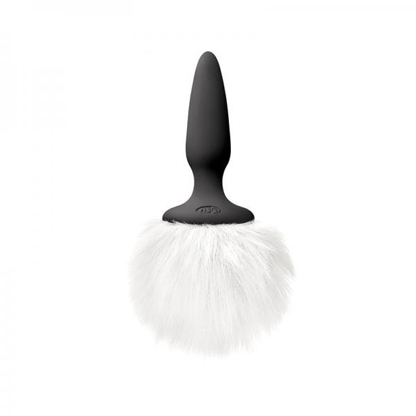 Bunny Tails Mini Black White Fur - Click Image to Close