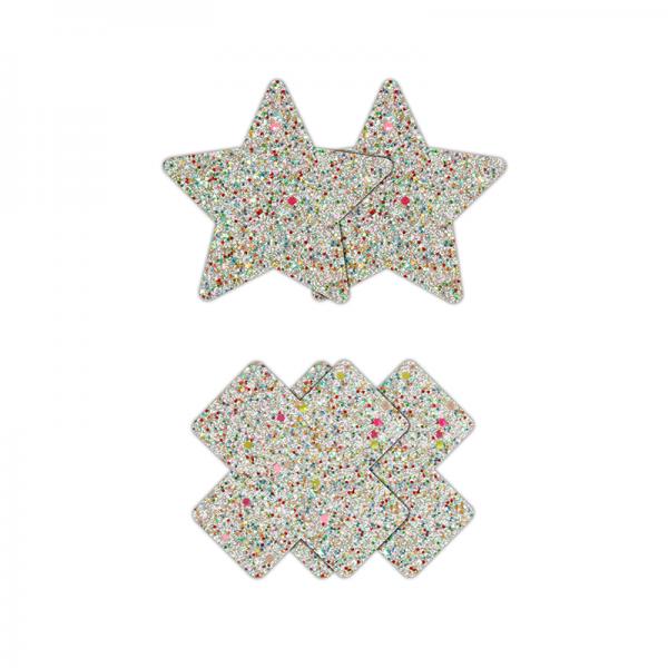 Pretty Pasties Star & Cross Glow 2 Pair - Click Image to Close