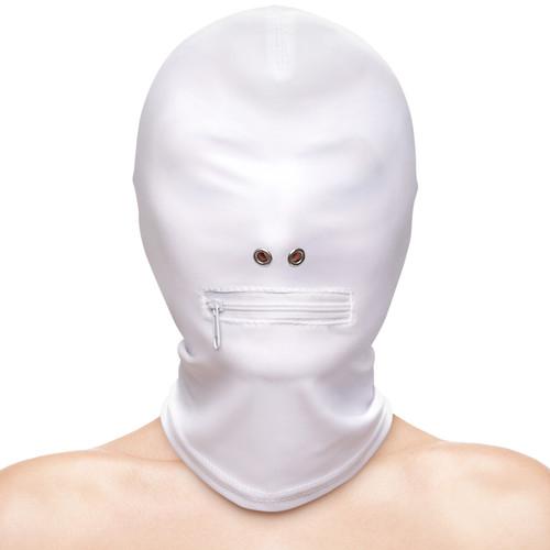 Fetish & Fantasy Zippered Mouth Hood White